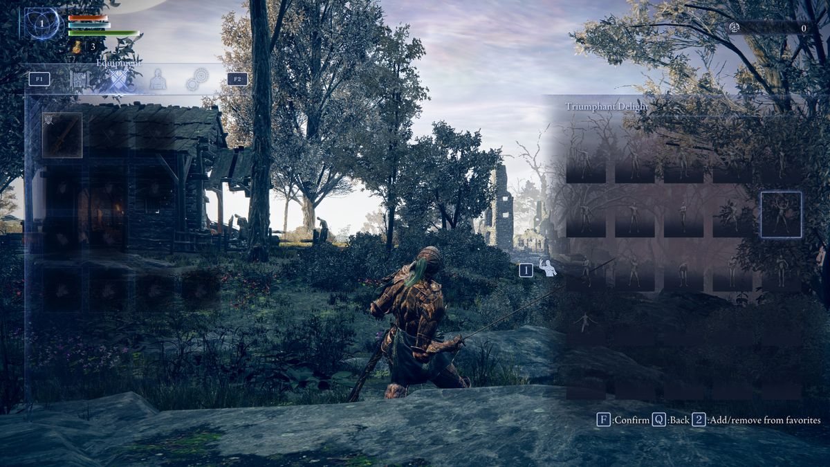 Elden Ring Nightreign how to emote: Executor performing an emote with the gesture menu open.