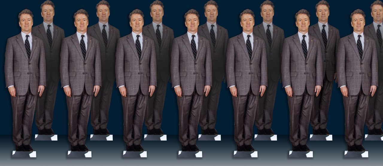 An army of cardboard Rand Pauls.