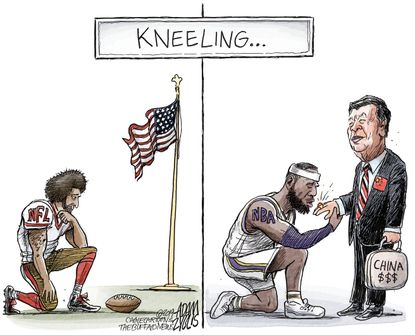 Editorial Cartoon U.S. Kneeling NBA China NBA Lebron