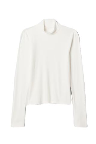 Gap Modern Rib Cropped Mockneck Shirt