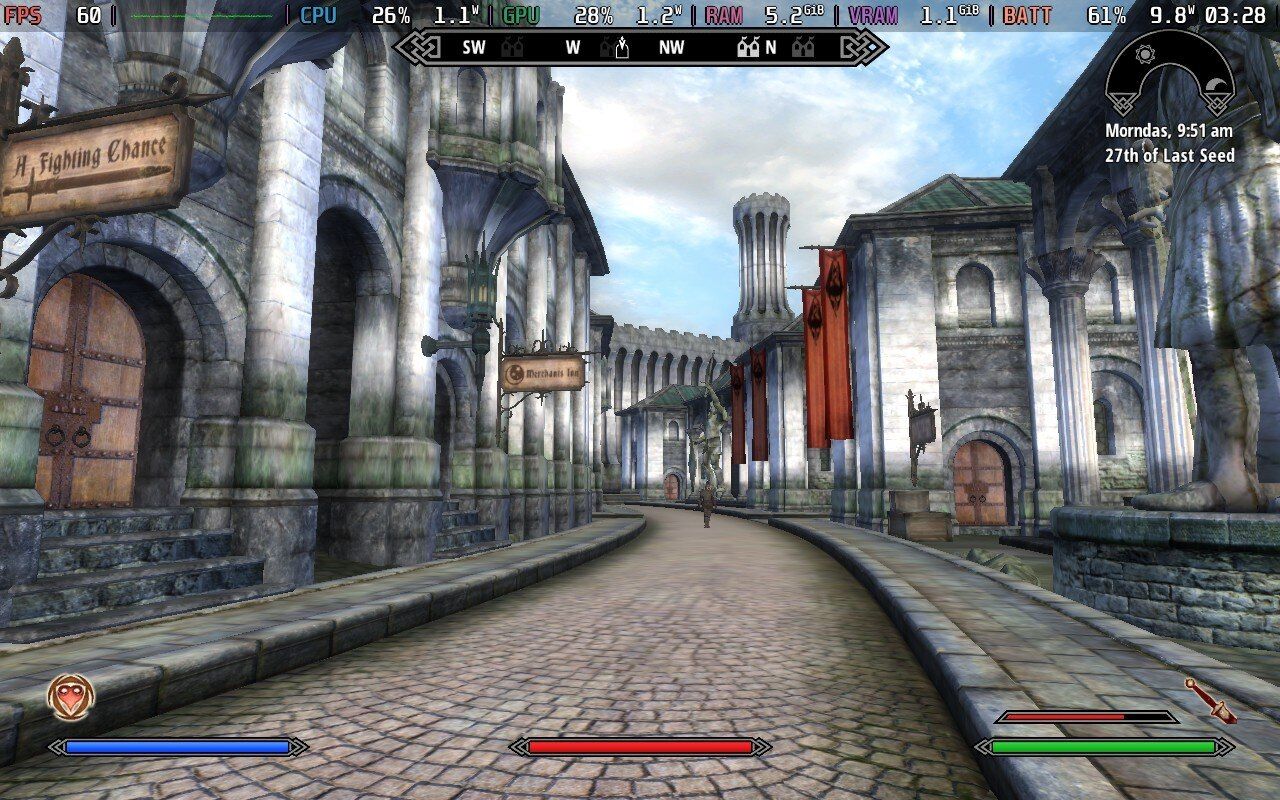 An image of the interior of the Imperial City from the original Oblivion, running on Steam Deck