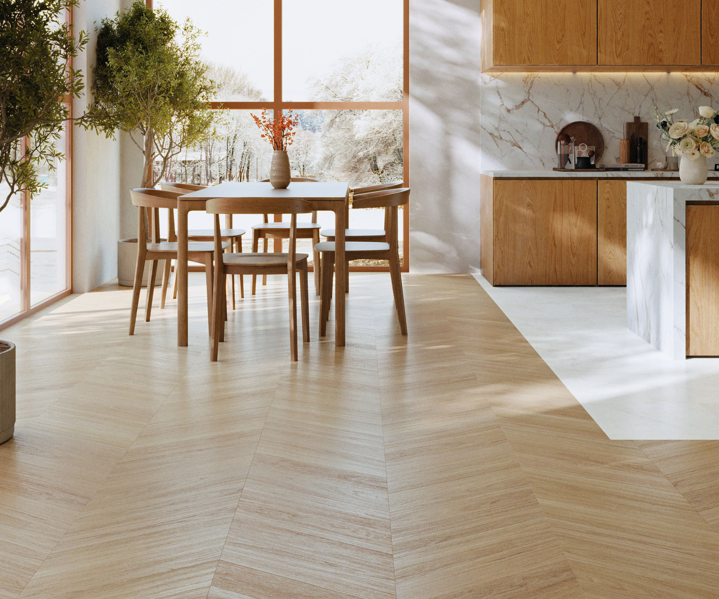 wood effect vinyl flooring in kitchen diner