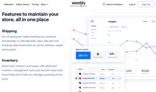 Weebly's webpage discussing its ecommerce store functionality