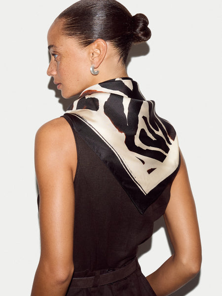 Zebra Silk Square Scarf | Cream