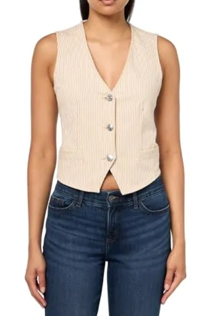 Steve Madden Apparel Selene Vest, Khaki, Small