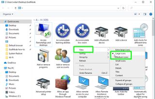 how to enable god mode in windows - icons