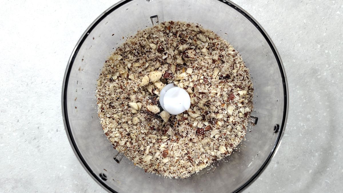 Nuts chopped using Bosch ErgoMaster 6 blender mini chopper attachment