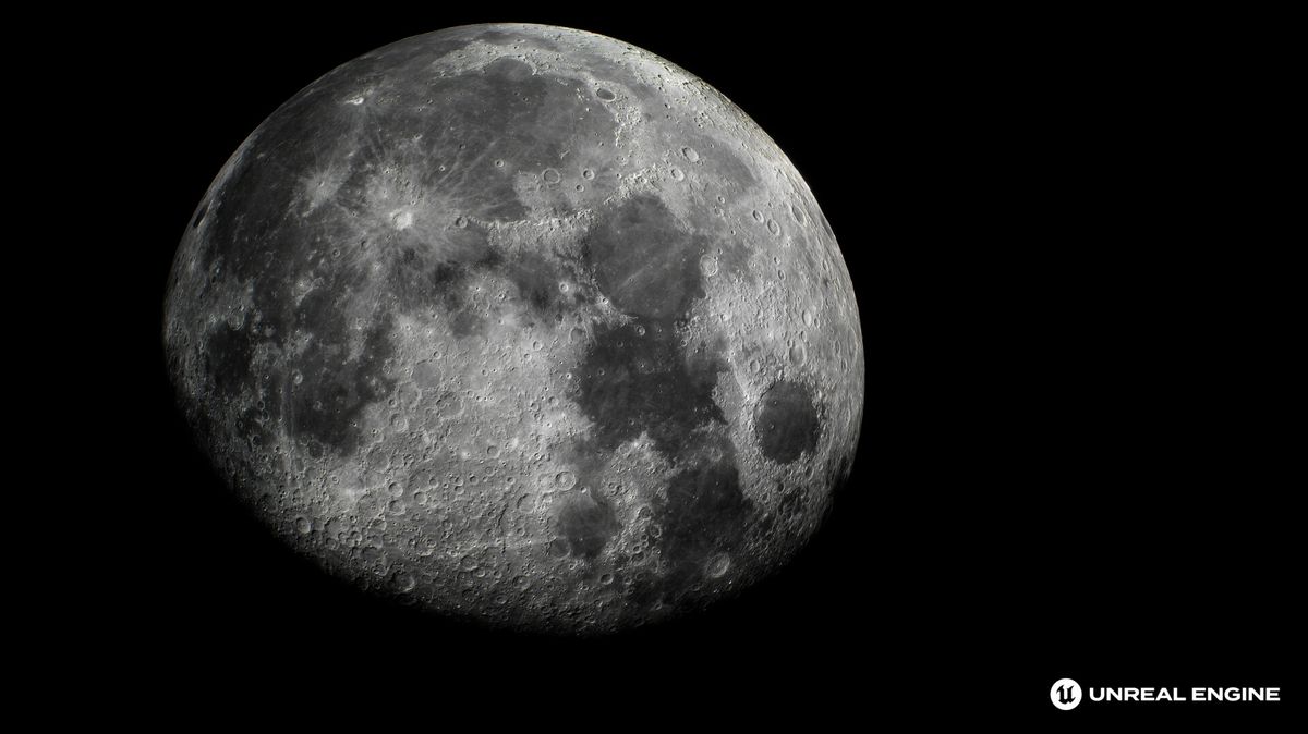 Unreal Engine 5 render of the moon's surface