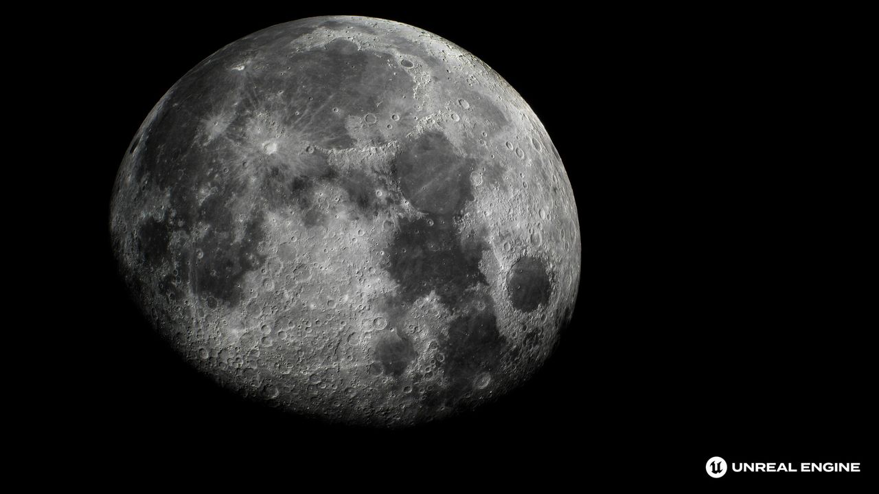 Unreal Engine 5 render of the moon's surface