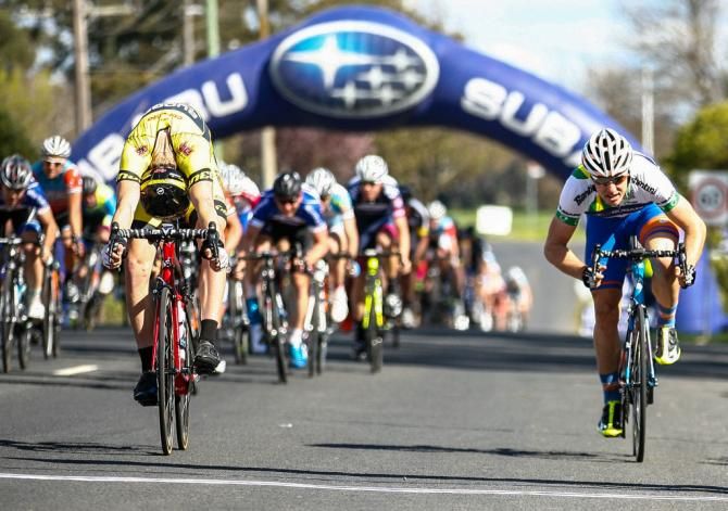Jesse Kerrison (BudgetForklifts) lunges for the line and gets the win
