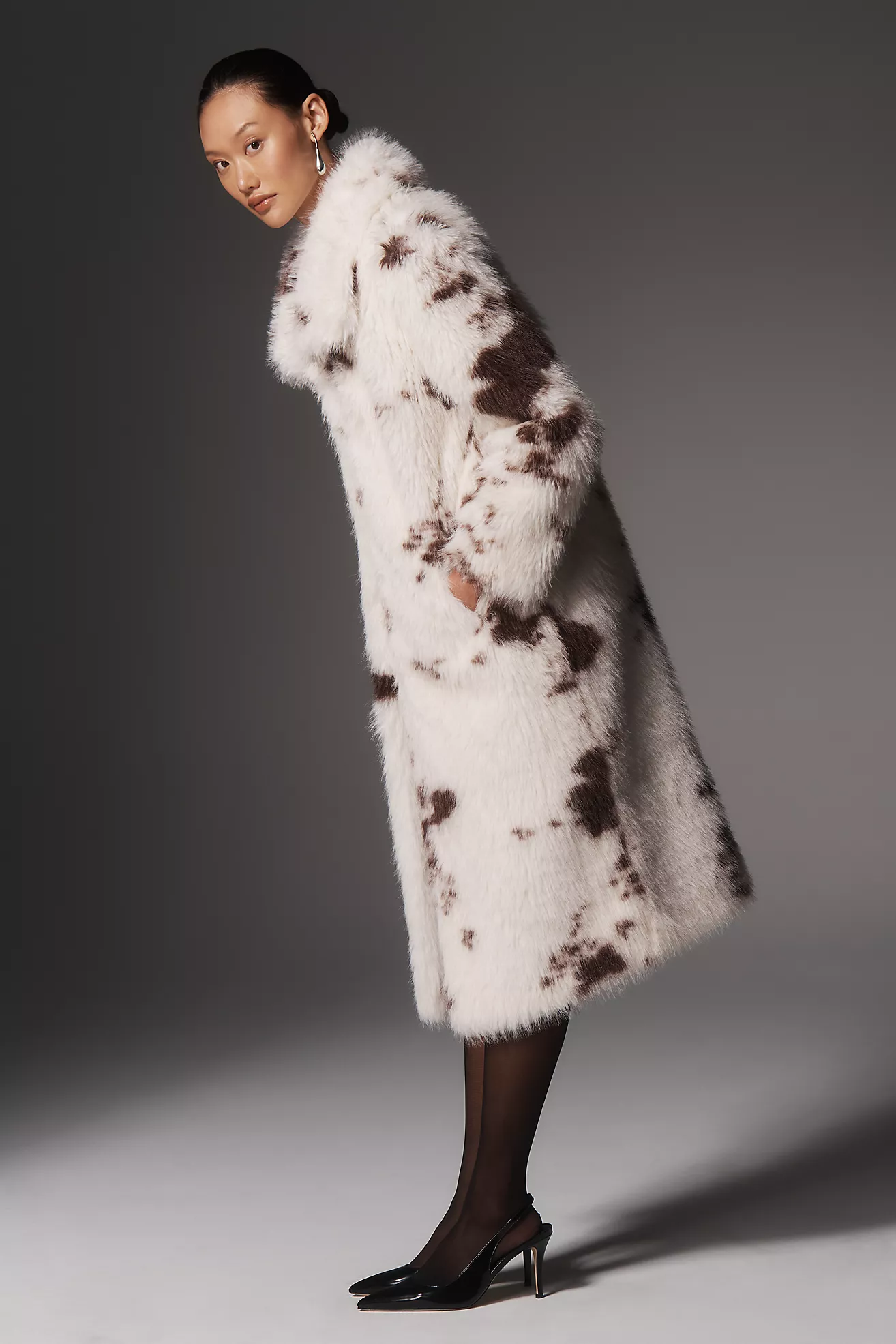 Nvlt Faux Fur Cow Print Coat