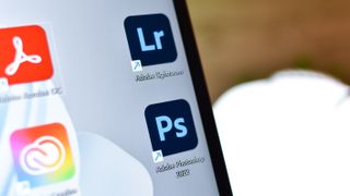 Adobe Photoshop logo on a PC