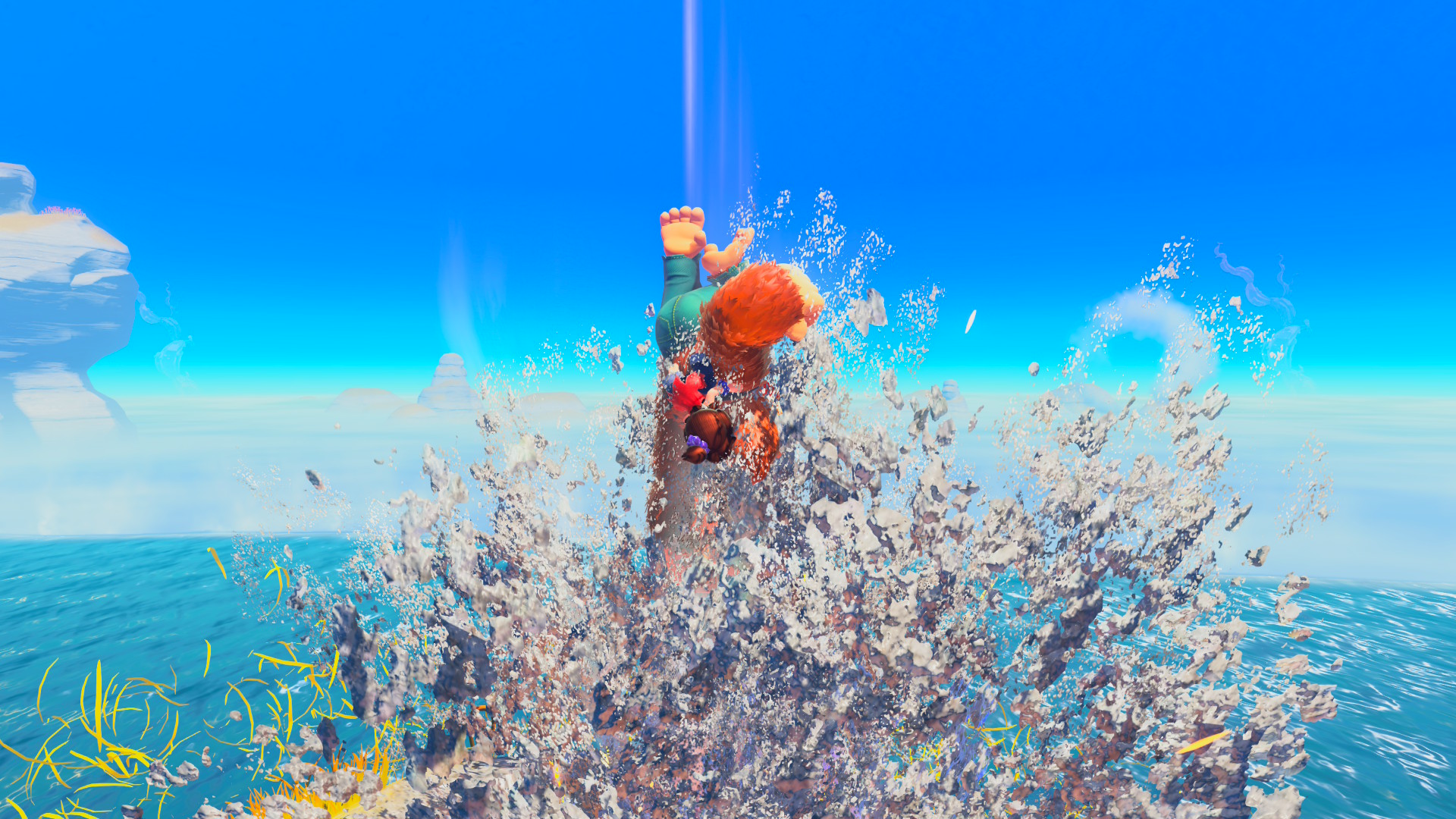 Donkey Kong punching into sand in slow motion in Donkey Kong Bananza