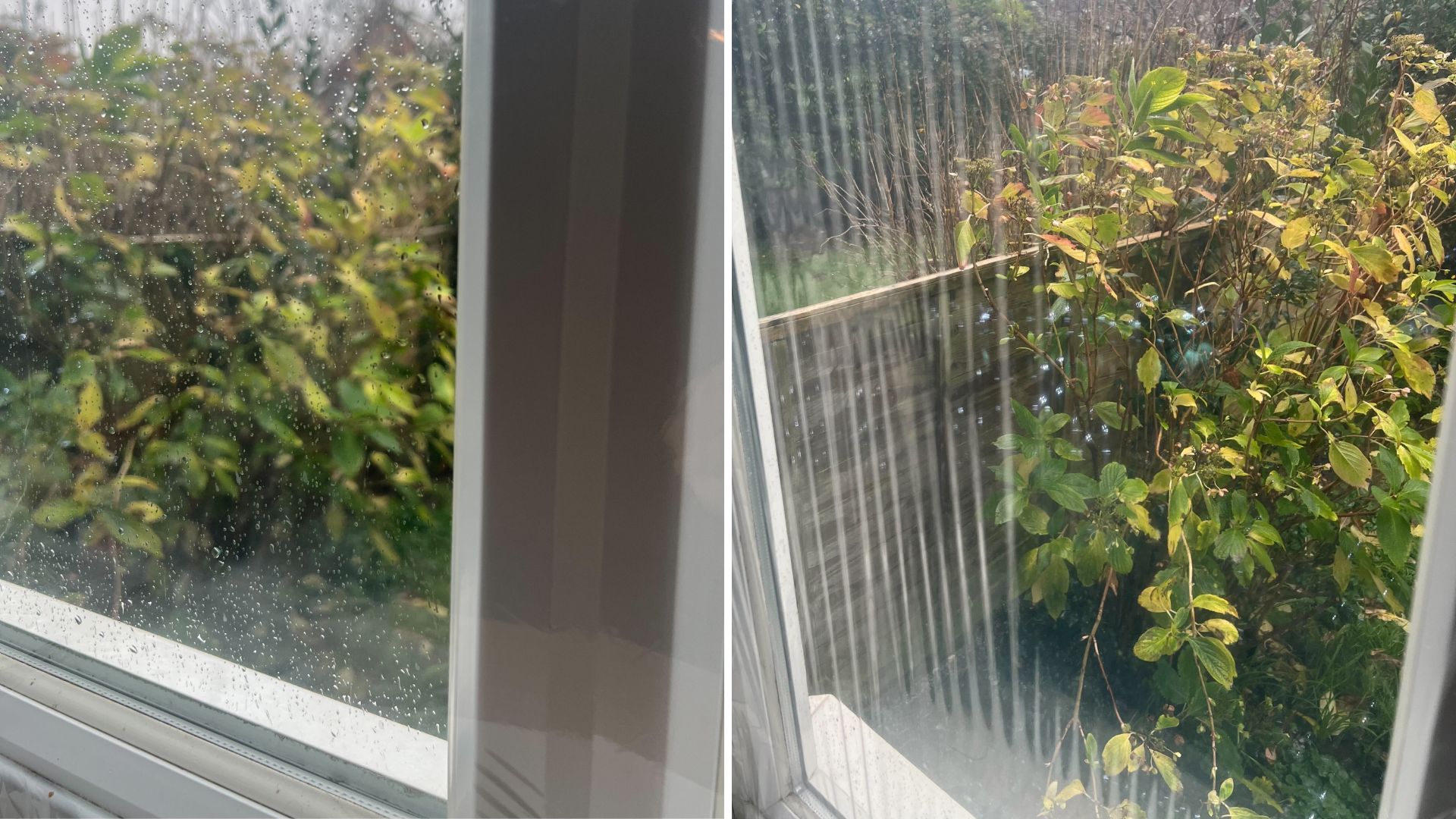 A close up of a window showing how to use insulation film, and the crinkles that occure when it's not done properly