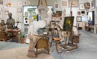 Installation view of Hauser & Wirth’s ‘L’atelier d’artistes’ stand at Frieze.