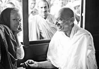 Flora Borsi with Gandhi