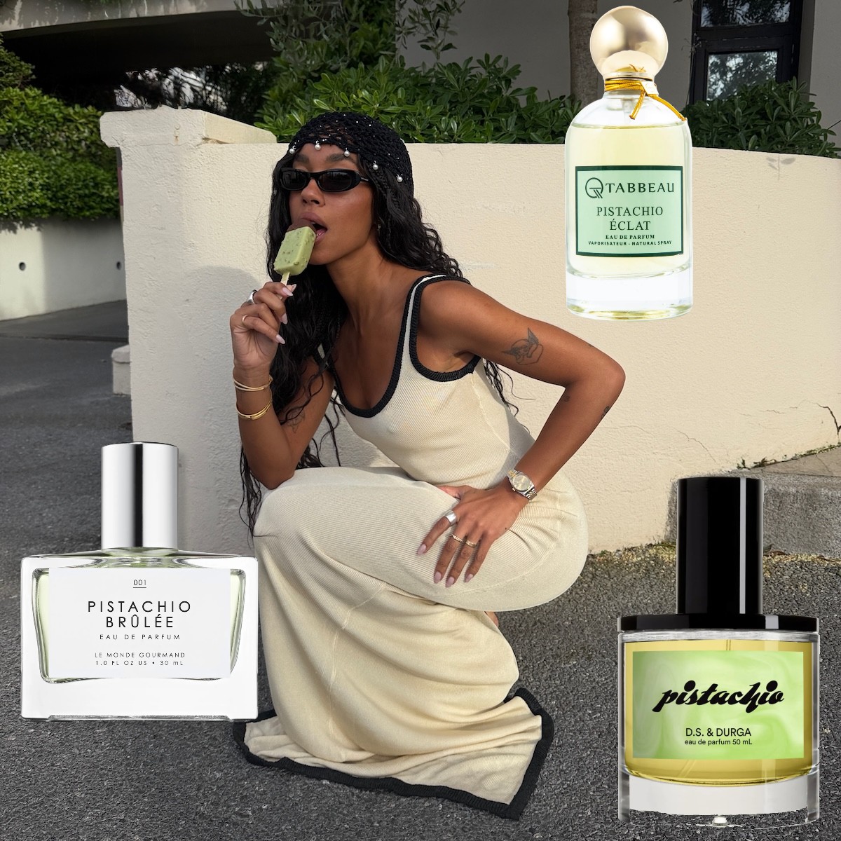 Pistachio perfume collage