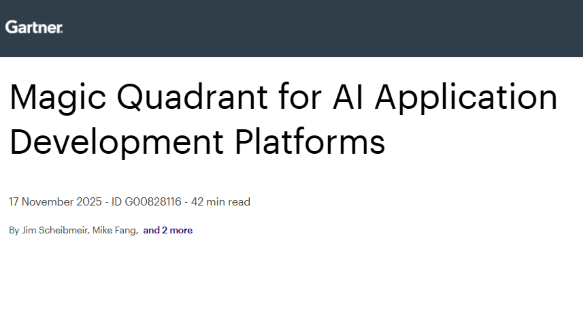 Gartner Magic Quadrant for AI Application Development Platforms