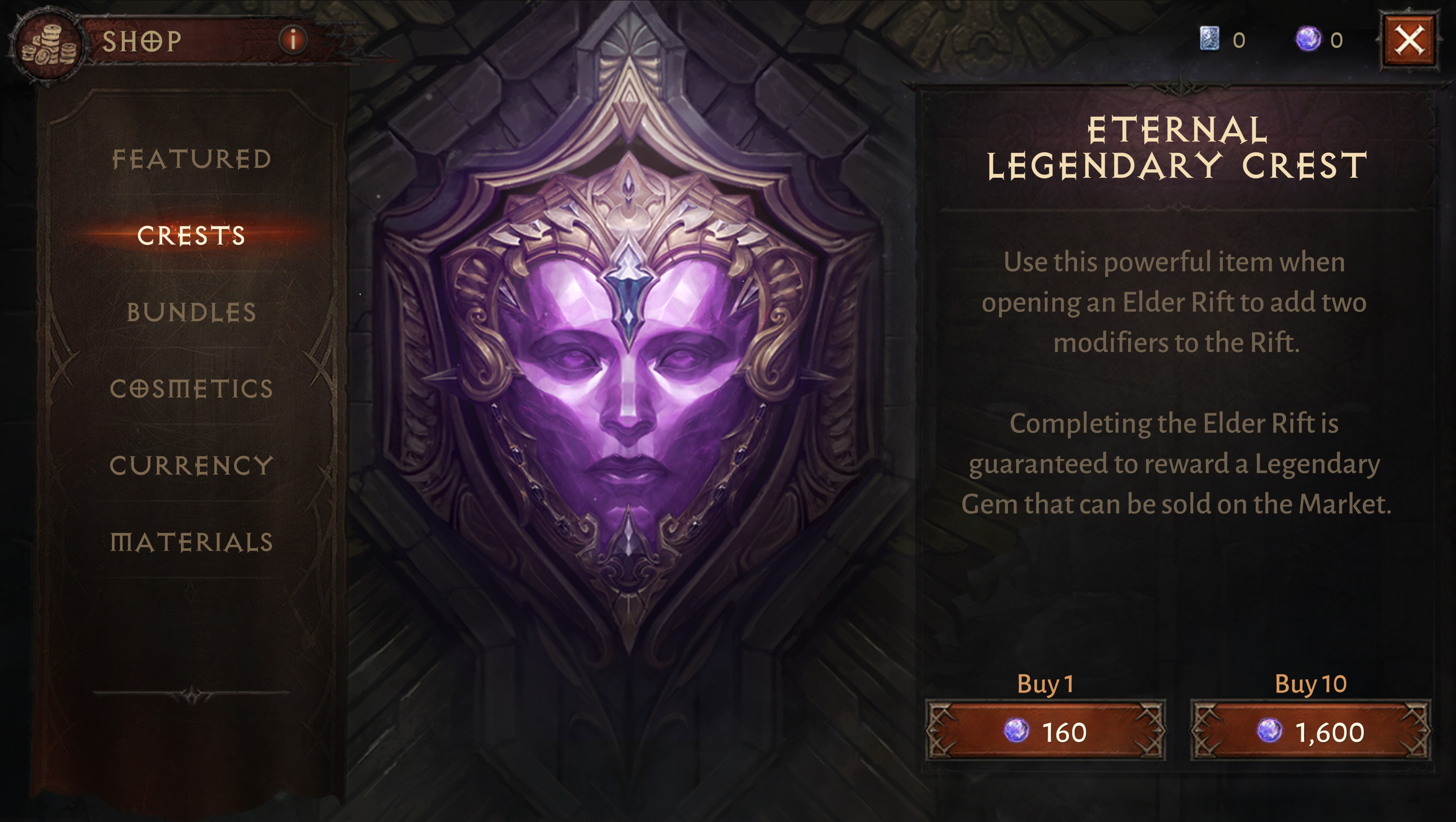 Diablo Immortal shop screens