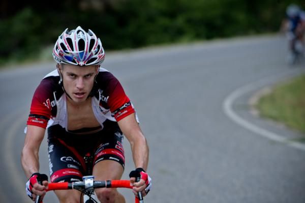 Darren Lill (Fly V Australia) focused on the road ahead with riders chasing behind.