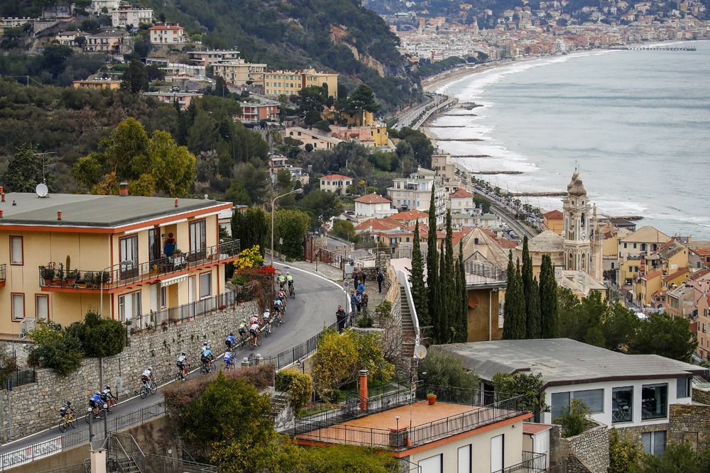 A view of the race across the Ligurian coast