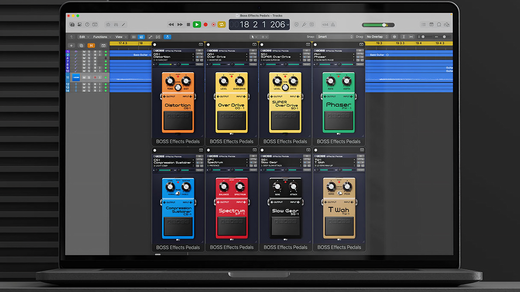 A photo showing the Boss Effect plug-in on a computer screen