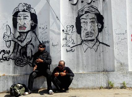 Graffiti of Gaddafi in Libya