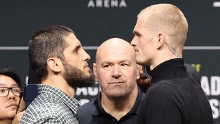Islam Makhachev and Ian Machado Garry face off ahead of UFC 330