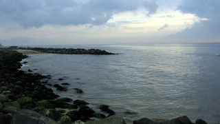 A photograph of the north sea taken on a shoreline.