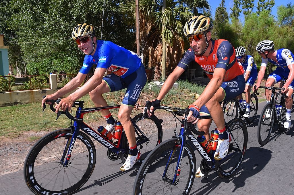 Ramunas Navardauskas and Vincenzo Nibali (Bahrain-Merida)