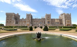 Visitors look around Windsor Castle's East Terrace Garden as it prepares to open to the public at Windsor Castle