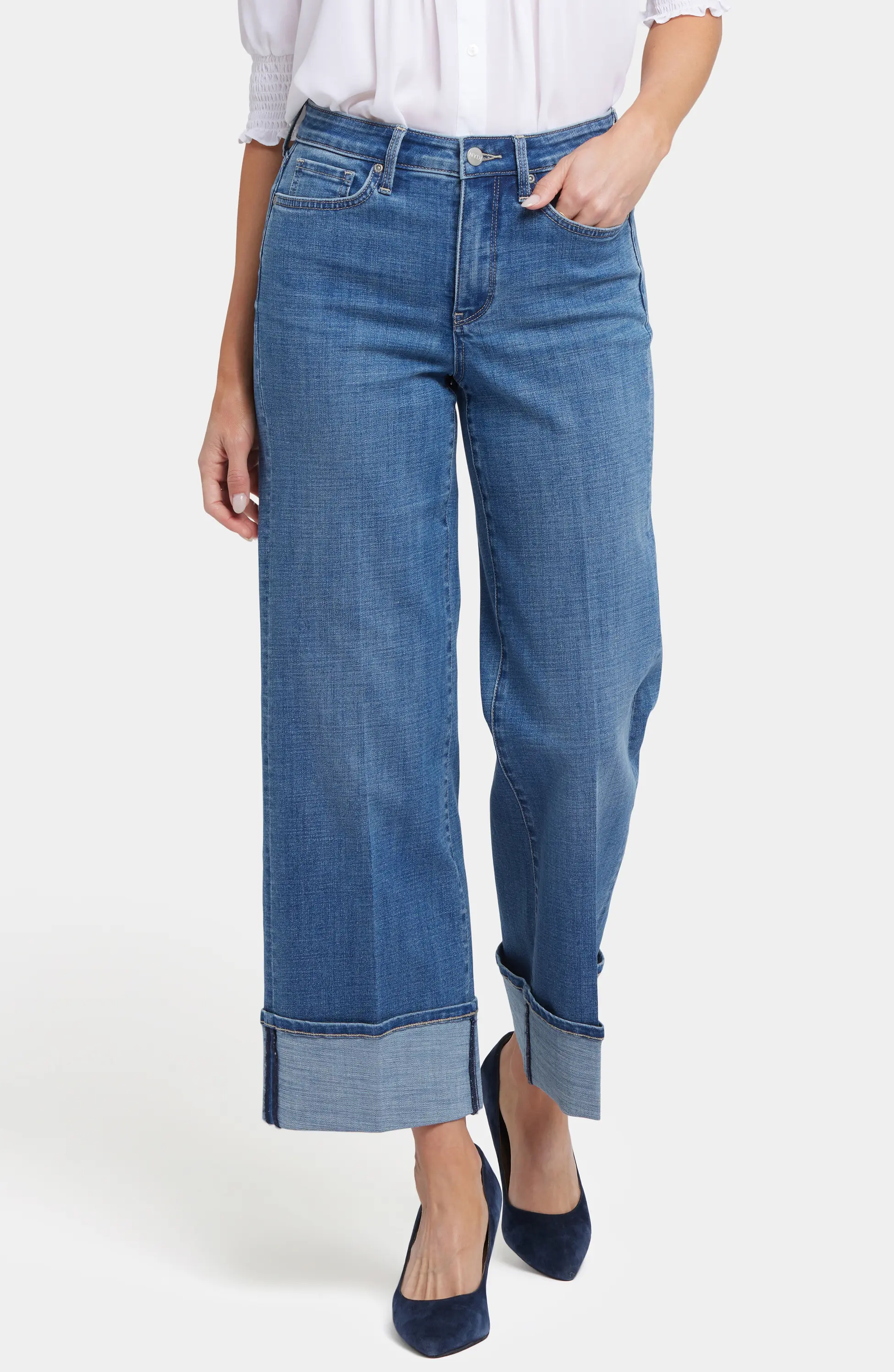 NYDJ, Teresa Deep Cuff Wide Leg Jeans (Were $119)
