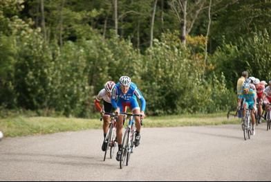 Mattia Cattaneo (Italy) and Johan Esteban Chaves (Colombia) go on the attack