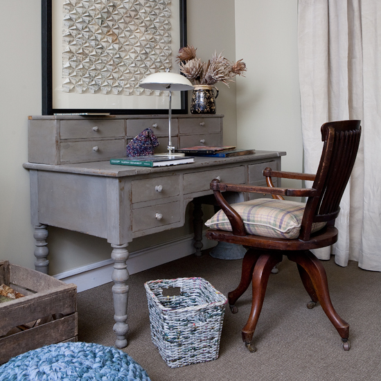 home office with vintage table and chair