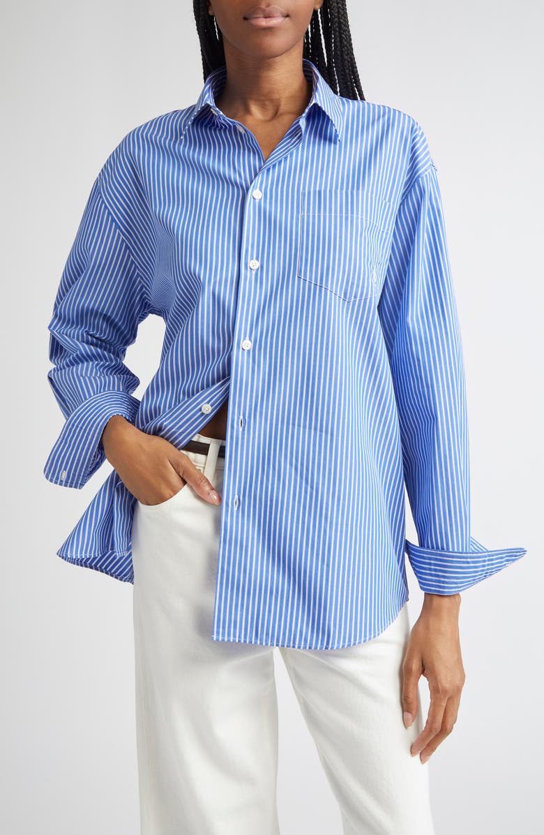 Src Stripe Oversize Cotton Poplin Button-Up Shirt