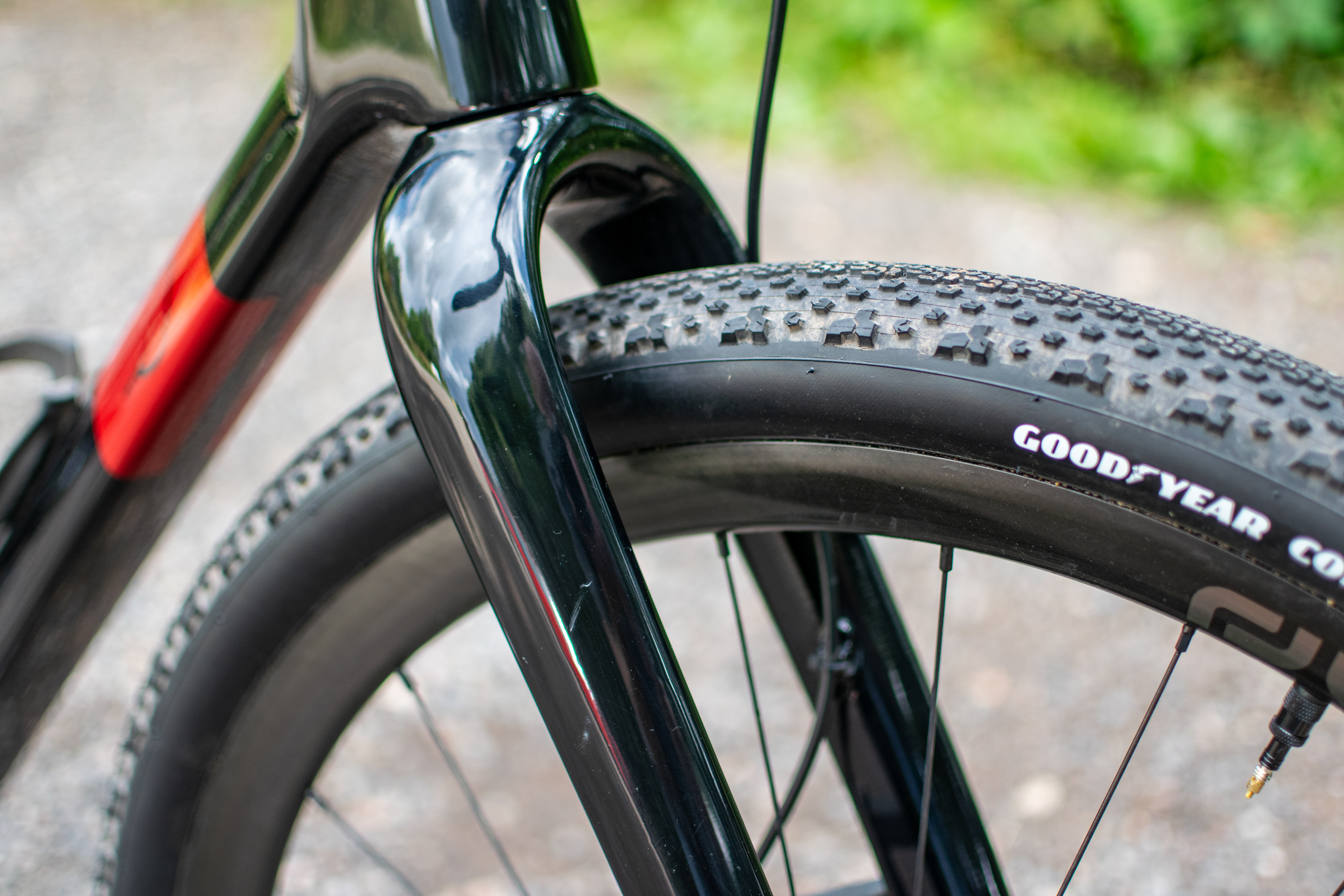 A black Lauf gravel bike