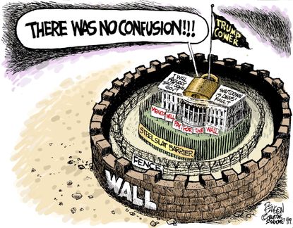 Political Cartoon U.S. Trump Multiple Border Wall