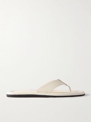 Cooper Textured-Leather Flip Flops