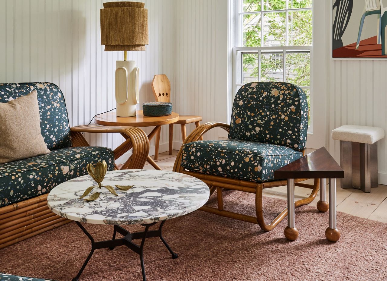 A living room with a range of textures and materials