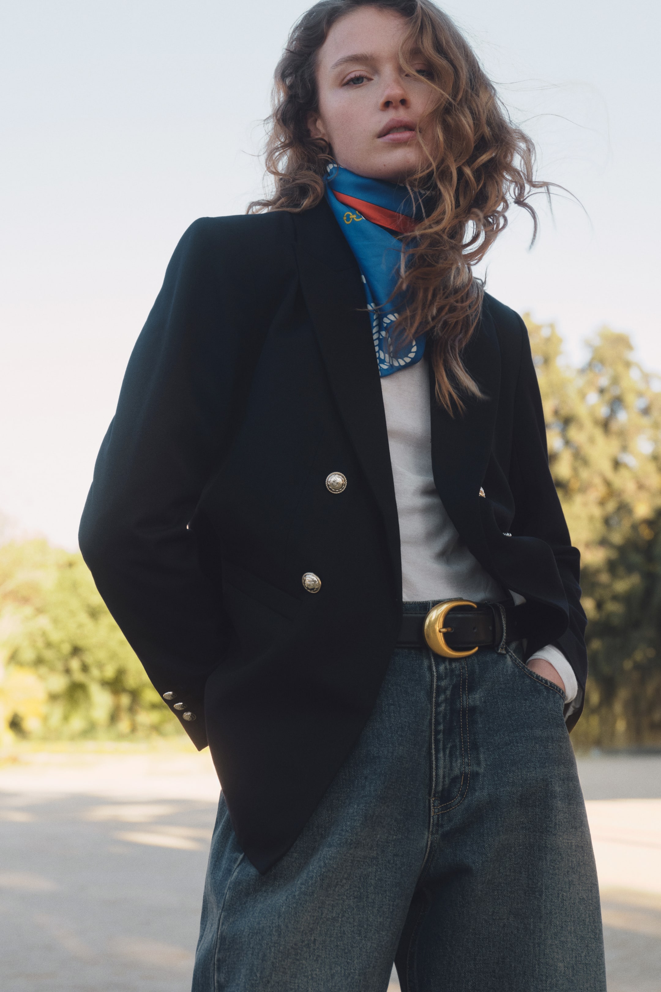 Double-Breasted Blazer - Navy Blue