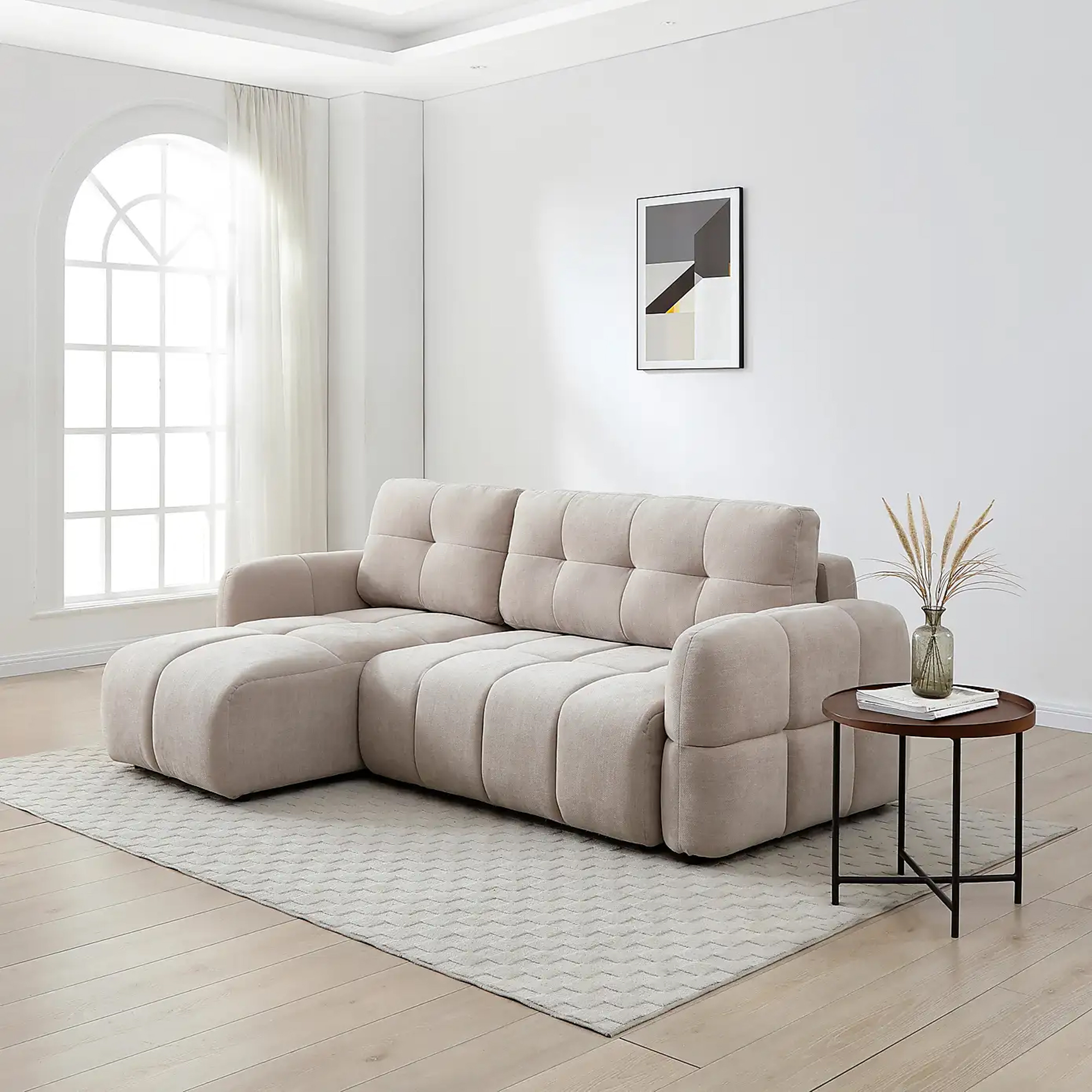 Dunelm, Jolie Chenille Quilted Cloud Corner Sofa Bed