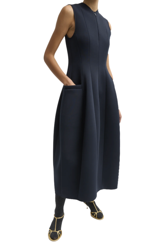 Tibi , Bonded Twill Sleeveless Sculpted Dress 
