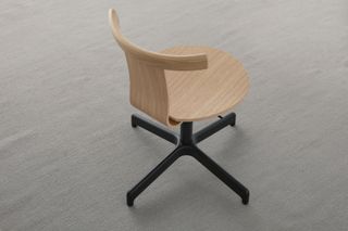 A light wood office chair.