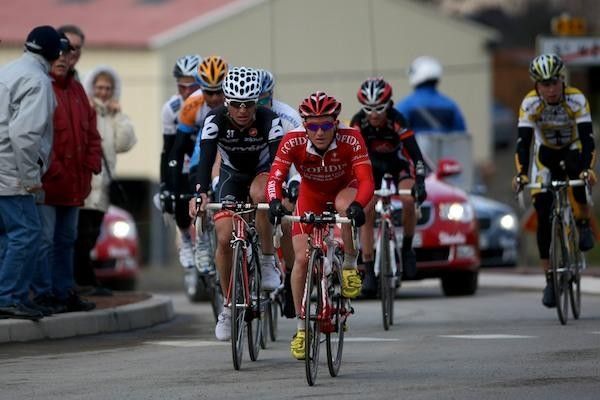 Samuel Dumoulin (Cofidis) rides in the front of the break.