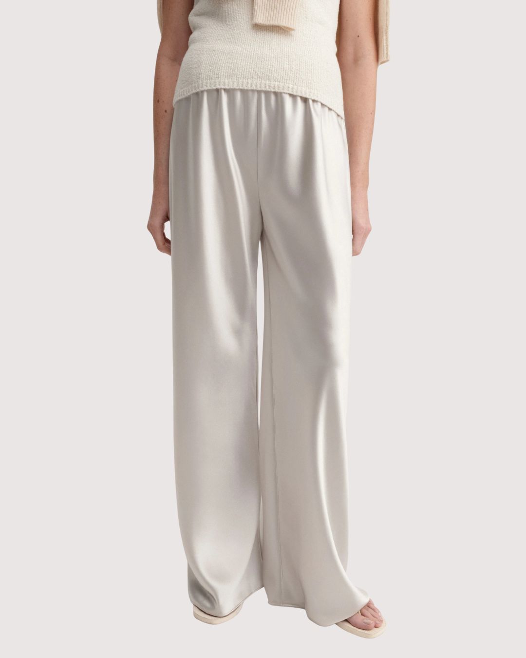Bias Satin Pants, Pearl