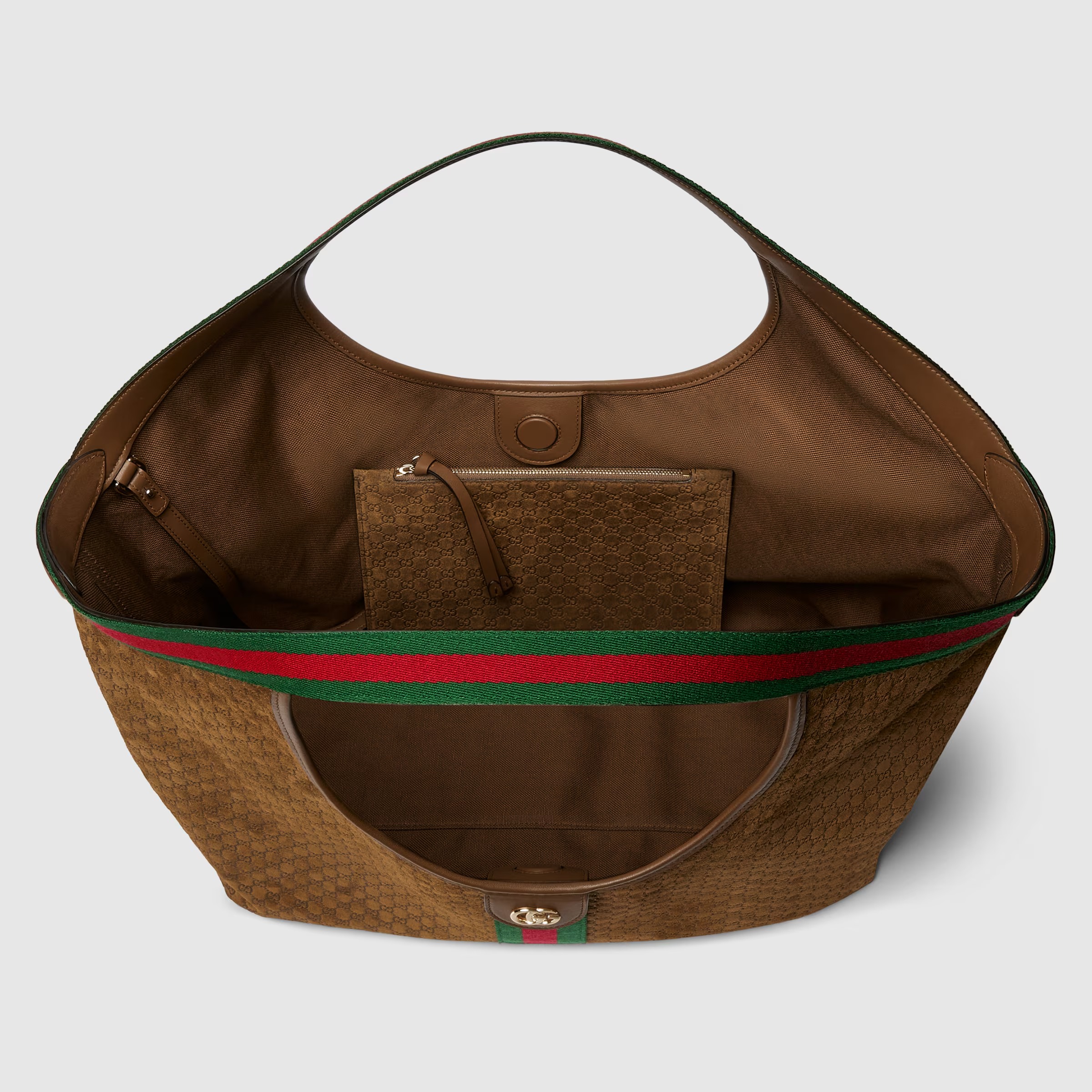 Gucci Giglio large tote bag in medium brown GG suede