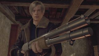 Resident Evil 4 remake guide leon holds shotgun