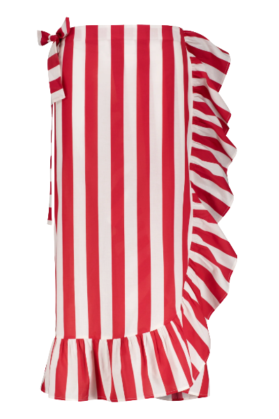GirlsMustHave, Marla Striped Ruffle-Trimmed Wrap Cotton Skirt