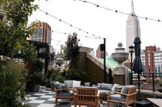 The Empire State Building as seen from the Vintage Green rooftop bar