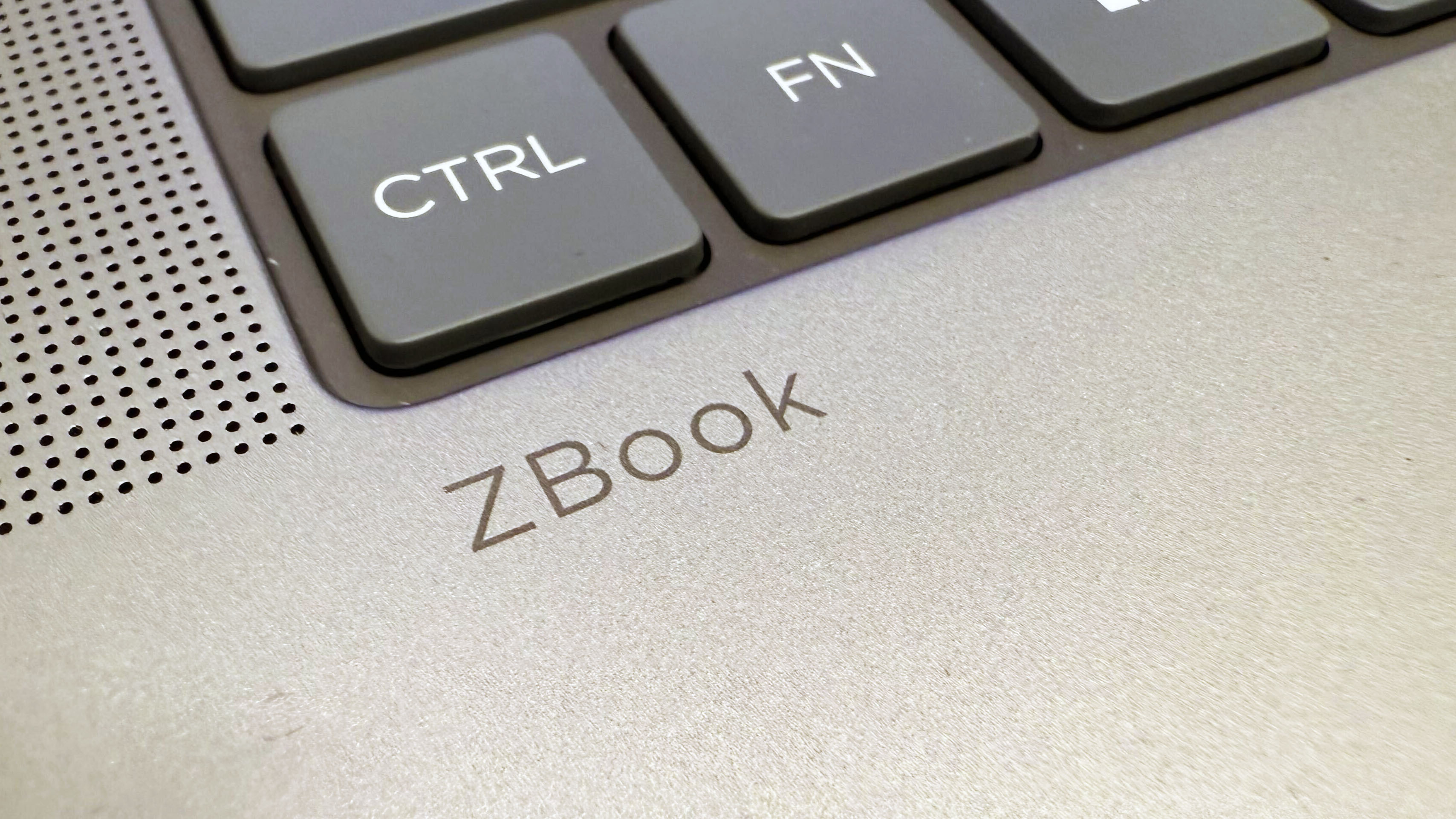 Close-up of the ZBook logo on the HP ZBook Ultra 14 G1a mobile workstation.